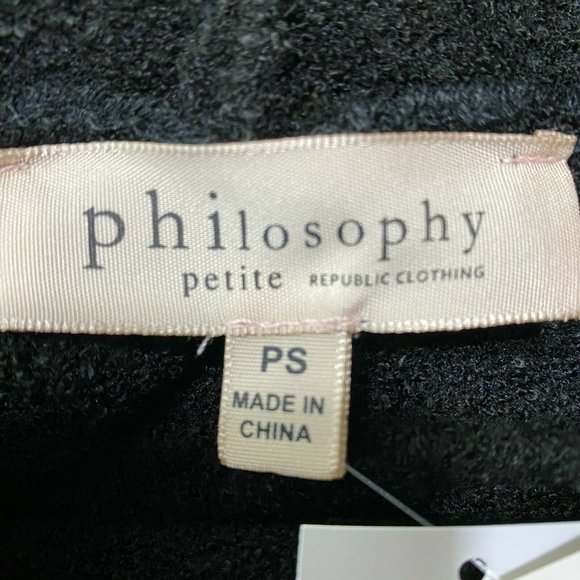 Philosophy Sweater Solid Black Mock Neck Drawstring Cozy Womens‎ Petite S - Picture 6 of 9